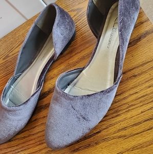 C.L. Laundry Silver Metallic Velour Flats